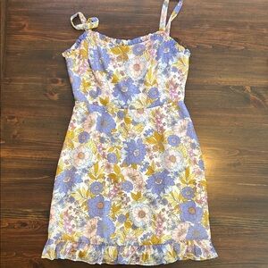 Lush Floral Dress with Blue and Yellow Accents